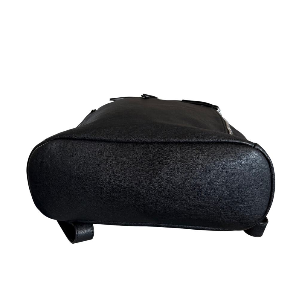 Mystique Black Faux Leather Convertible Backpack Purse with Front Zip Pockets - Picture 7 of 14